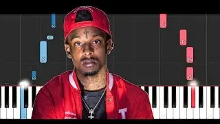 21 Savage - Ball w/o you (Piano Tutorial)