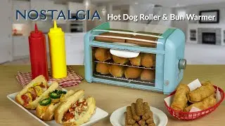 NCLHDRTO8AQ | Nostalgia Hot Dog Roller and Bun Warmer