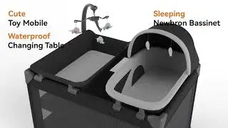 Pamo Babe Baby Playard Magic Fold 1 Step Bassinet & Changing Table for Newborn, 4-Panels.P9120B