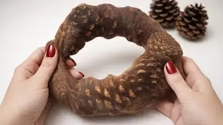 Look what I made with thin women's stockings and pine cones! Super idea! ♻️