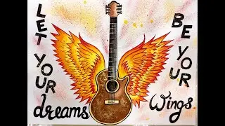 Easy Guitar making Art tutorial/Imagination / wings / Dreams / Guitar Strings/ Musical instrument