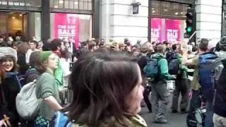 Anti cuts protesters drumming on Regent Street - March 26 Protest