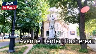Avenue Denfert Rochereau (4K) | Paris Walking Tour 2025