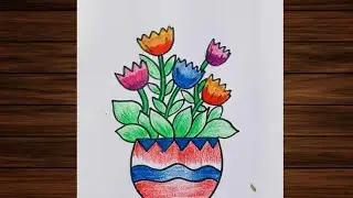 Flower Pot Drawing For Beginners || Flower Pot Drawing