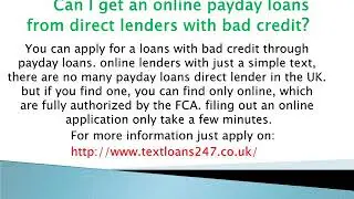 Can I Get An Online Payday Loans From Direct Lenders With Bad Credit?