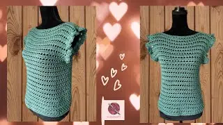 BLUSA A CROCHET CON OLAN EN MANGAS #crochetparaprincipiantes