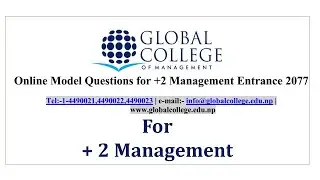 Management Entrance Model Questions Set 3 || Global College of Management || Top Management College