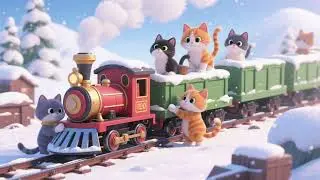 Kittens Help Build a Snow Train 🐱❄️🚆 | Winter Fun Song | Kids Nursery Rhymes