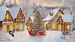 Cozy Christmas Village ASMR Ambience🎄Soft Snowfall, Bells, Crunchy Footsteps & Quiet Chatter, Horses