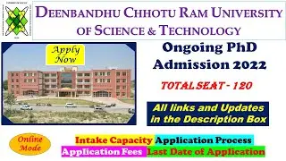 Ongoing PhD Admission 2022 | DCRUST PhD Admission | Apply Now || Last date - 25th July 2022