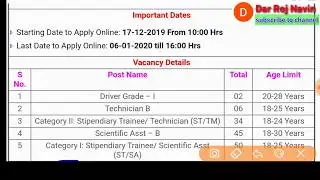 NPCIL Various Vacancy Online Form 2020.#NPCILRecruitment