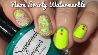 Neon Swirly Watermarble using Savannah Lacquer