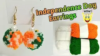 Independence day Earrings | Earrings making at home | Pom pom earrings