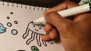 Doodle Sea animals with me #doodle #fun #art #artandcraft #kids #kidsfun #kidsvideo #satisfying 