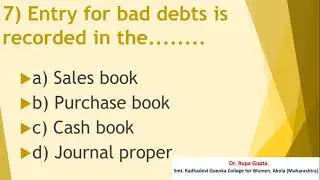 MCQs on Subsidiary Book By Dr. Rupa Gupta
