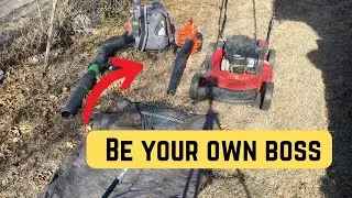 Beginner Fall Cleanup Setup 2025 Blower Rake Tarp Mower Solo Operator-Leaf Cleanup