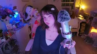 ASMR ☆ Rambling whispers to bore you to sleep - fluffy + foam mic triggers