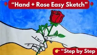 I Tried Drawing a Rose with hands in 4 Minutes🌹👈🏼
