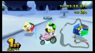 Mario Kart Wii Deluxe 9.3 (Riivolution): Peach races in N64 Frappe Snowland