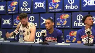 Hunter Dickinson, Dajuan Harris, Jr., and Zeke Mayo talk after UNC win