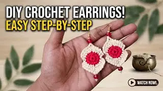 Simple crochet earrings, Easy to make crochet jewelry, Thread jewelry, Beginners crochet earrings. 