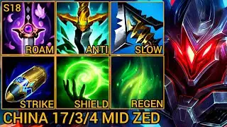 MVP Zed Mid Lane 17/3/4 - China Server Wild Rift Season 18 New Build Best Tier By Tiarty