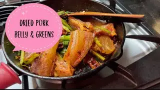 Sikam Pa |Dried Pork Belly & Greens | Easy Bhutanese Recipe! Cooking in Cast iron skillet