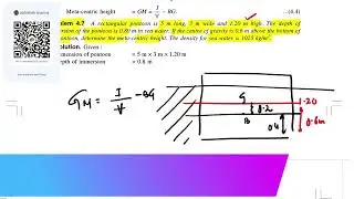 Fluid Mechanics Example [4.7] | Chapter 4 &ndash; Buoyancy & Flotation | Full Solution Explained