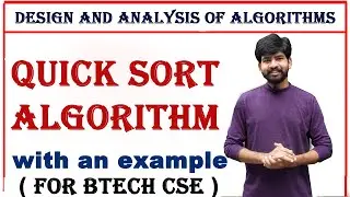 quick sort algorithm with an example| quick sort algorithm | design and analysis of algorithm || DAA