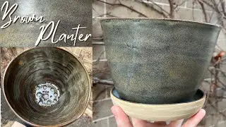 Making a Larger Brown Glazed Planter with Additional Drainage Plate | Pottery by Sara