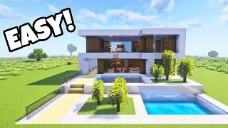 Minecraft: How to build an Easy Modern House with Pool