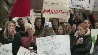 Teachers, parents, students participate in 'walk-in' to protest changes at McAuliffe Middle School