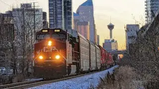 Sunrise Intermodal. CP Stack train Westbound at Sunalta on the Laggan subdivision.