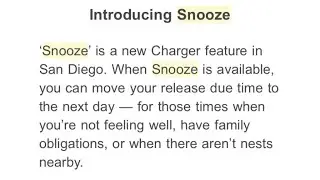Bird App Snooze Feature for chargers simple explanation