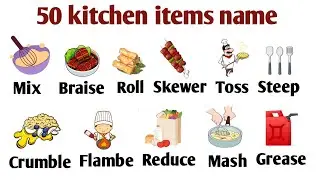 🍽️ 50 Kitchen Items Name in English | 🍳 Learn Daily Use Words | ✨ Improve English Words