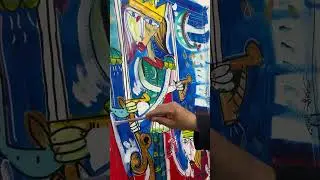 #Siviglia at work, the Making of an #original #artwork #colorful #large #canvas #painting