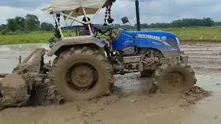 New Holland 3600_2 excel 4wd #tractor with bengol rotavator in paddy farming full performance video