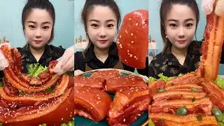 Yummy #:Eat sea conch pig brain belly pork bone head pig ,#pork #mukbang #belly #beef 