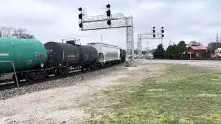 Ns train out of Bellevue yard with CSX leader 
