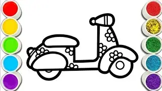 Beautiful scooter 🛵 drawing, painting & colouring for kids and toddlers_