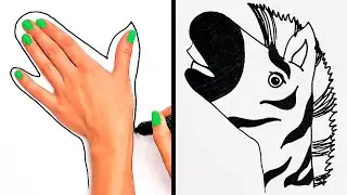 HOW TO DRAW ANY ANIMAL WITH YOUR HAND || Simple Drawing Tricks for Beginners