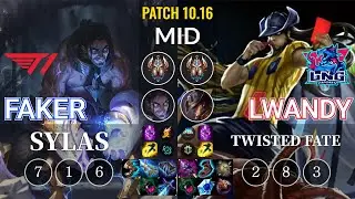 T1 Faker Sylas vs LNG lwandy Twisted Fate Mid - KR Patch 10.16
