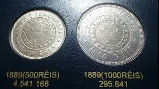 Rep&uacute;blica Prata - 500 e 1000 Reis 1889