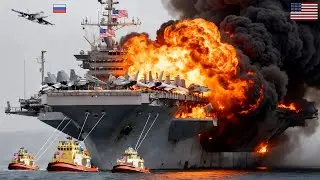 1 hours ago! A vital US aircraft carrier was lost in a brutal attack by Russian SU-57 pilots!