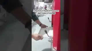 POF polyolefin shrink film on shrink packaging machine and heating tunnel #factory