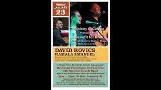 Ministry of Culture with David Rovics, Kamala Emanuel & Chet Gardiner play Redwood Playhouse Jan. 23