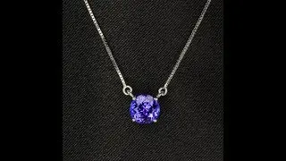 14K White Gold Box Link Chain Tanzanite Necklace 1.14 Carats