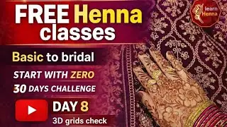 Day 08|Free basic henna classes for beginners |30 days challenge||3D grids check box netting pattern