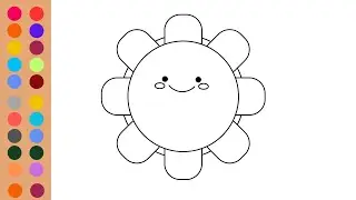 Happy Sun Song & Coloring for Kids, Toddlers | How to Draw & Color Easy Art Tips