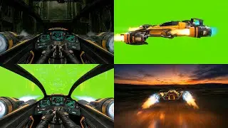 Footage against a green screen A flying bike against a green screen The bike's exterior and interior